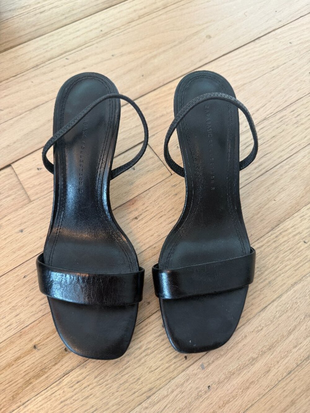 Zara Basic Collection Black Strappy Kitten Heel Sandals Size 38